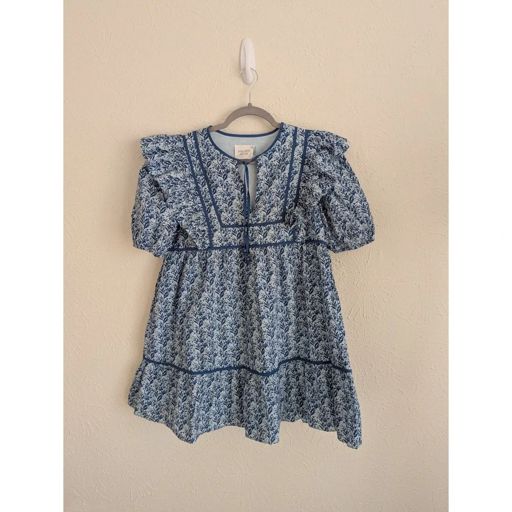 Hyacinth House Rosaleigh mini dress size M floral puff sleeve garden party - Picture 4 of 9